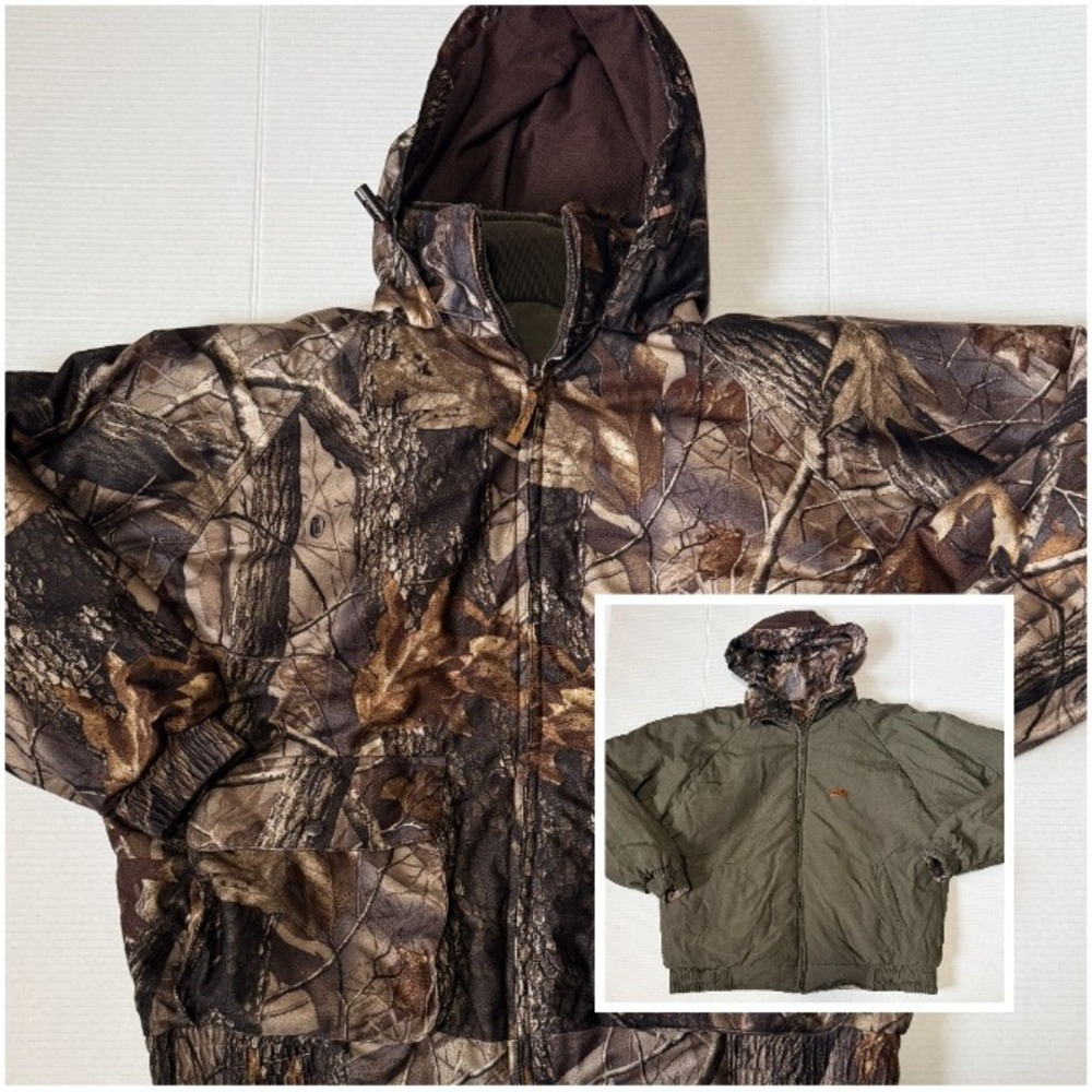 WOOLRICH - Men's Reversible Hunting Jacket - Realtree Camo Insulated Hooded - XL